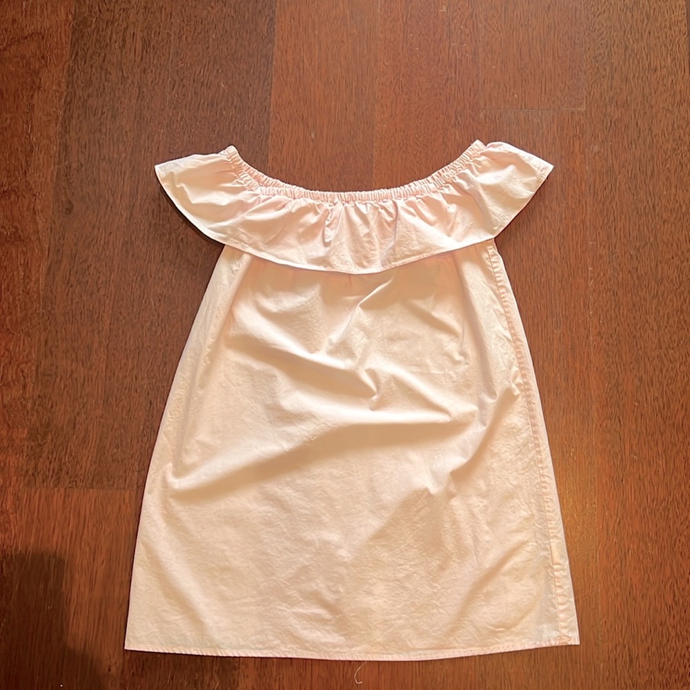 Light pink off the shoulder mini dress